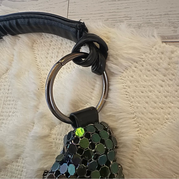 Vintage Sequin Iridescent Boho Wave Bag Black Party Dance - Picture 3 of 6